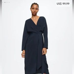 Mango Wrapped Midi Dress Sz 8